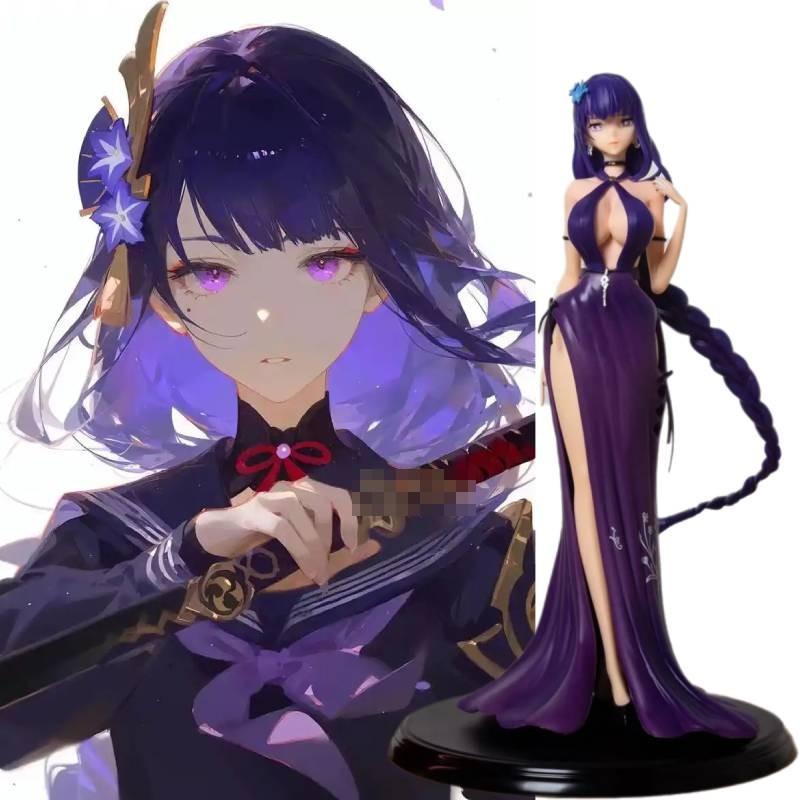 Genshin Impact Raiden Shogun Figurine Dress Game Cartoon Model Toys Gifts Fans