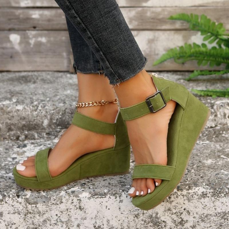 Wedges Platform Sandals Women 2026 Summer Buckle Strap Thick Heel Sandalias Woman Non Slip Open Toe Casual Shoes Large Size 43