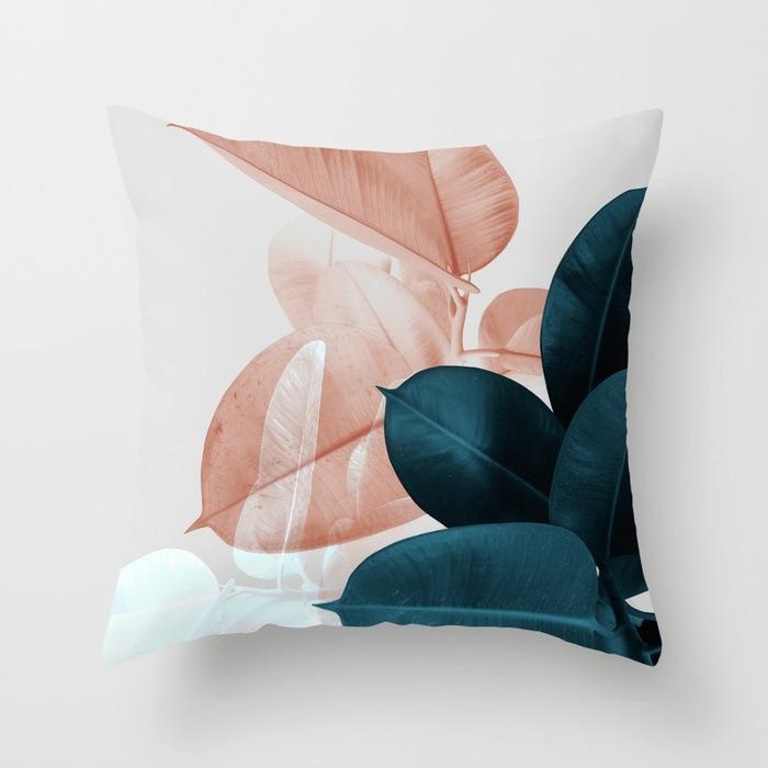 Ins Style Leaf Pattern Decorative Pillowcase Living Room Bedroom Square Cushion Pillowcase