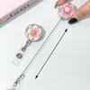 Auto Retractable Badge Reel With Flower Pattern Stretchable Back Clip For Work Identity Badge Holder Office School Use