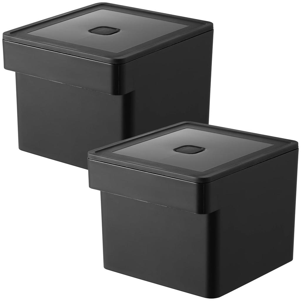 Yamazaki Jitsugyo Safe Storage Container with Colander of Freezer Heat Resistant Tower Black 1778 X 2 Microwave/Dishwasher [Set 2]