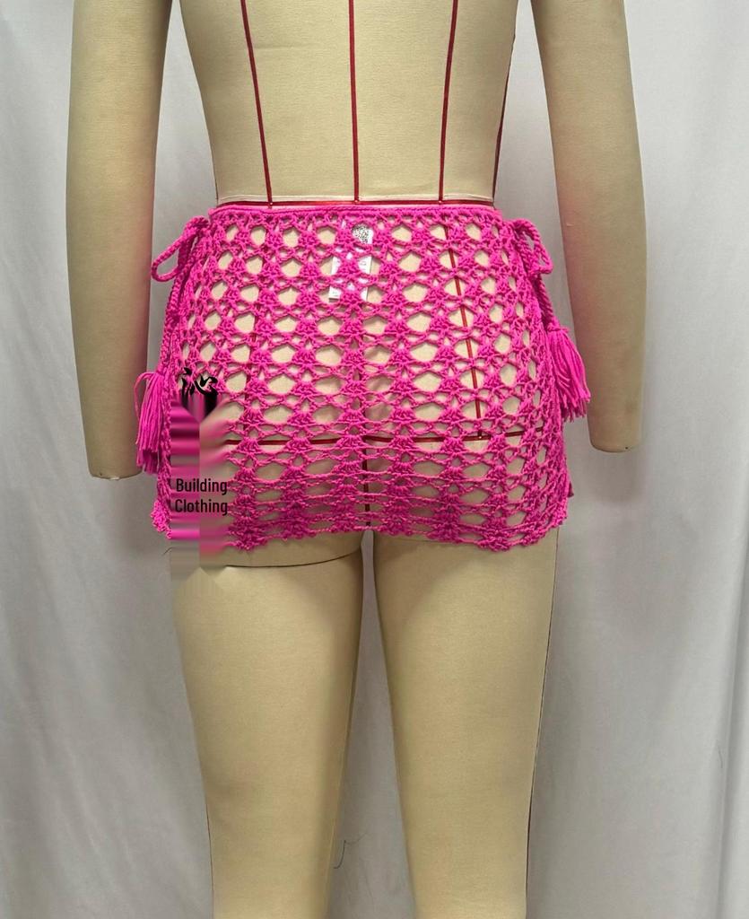 Dámská mini bodycon sukně z prodyšné síťoviny s průstřihy pro plážovou dovolenou