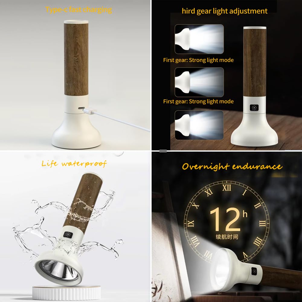 LED Rechargeable New Retro Flare Outdoor 500 Lumen Mode Flashlight, Lighting, 3-speed Spotlight.