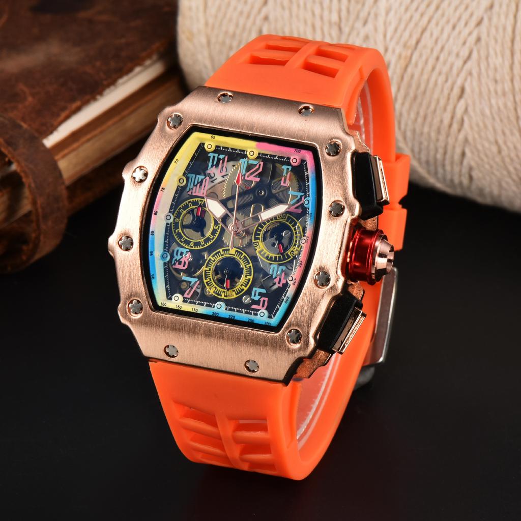 Barrel-shaped color quartz watch fashion business leisure silicone watch male student daily with calendar watch