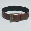 Coffee/Red Metal Buckle Wide Belt Y2K PU Leather Waistbands Retro Wide Waist Belt  Woman Girl