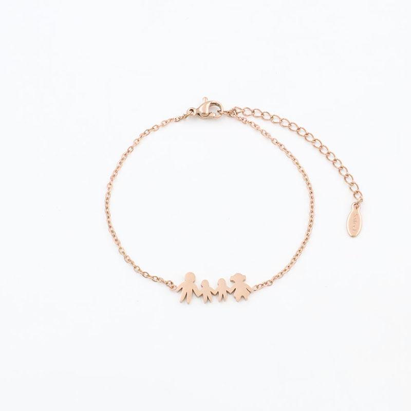 No Fading, Personalized Cartoon Shape, Family Of Four Pendant, Stainless Steel Bracelet, Same Jewelry For Men And Women