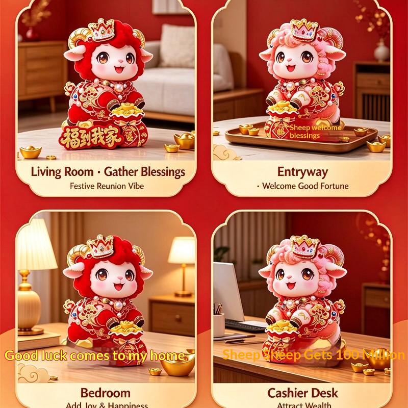 2027 Year Of The Goat Spring Festival Door Stickers Cartoon Pattern Bright Festive Colors For Home Lunar New Year Decoration