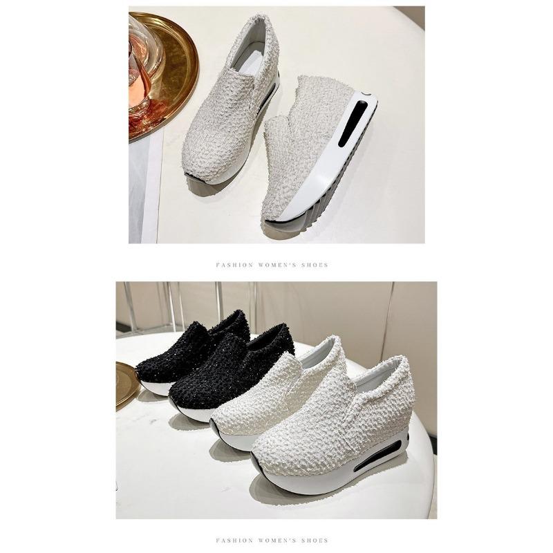 Women's Thick-sole Round-headed Students Increase Plateau Women's Shoes Casual Running Breathable Sneakers Shallow Single Shoes