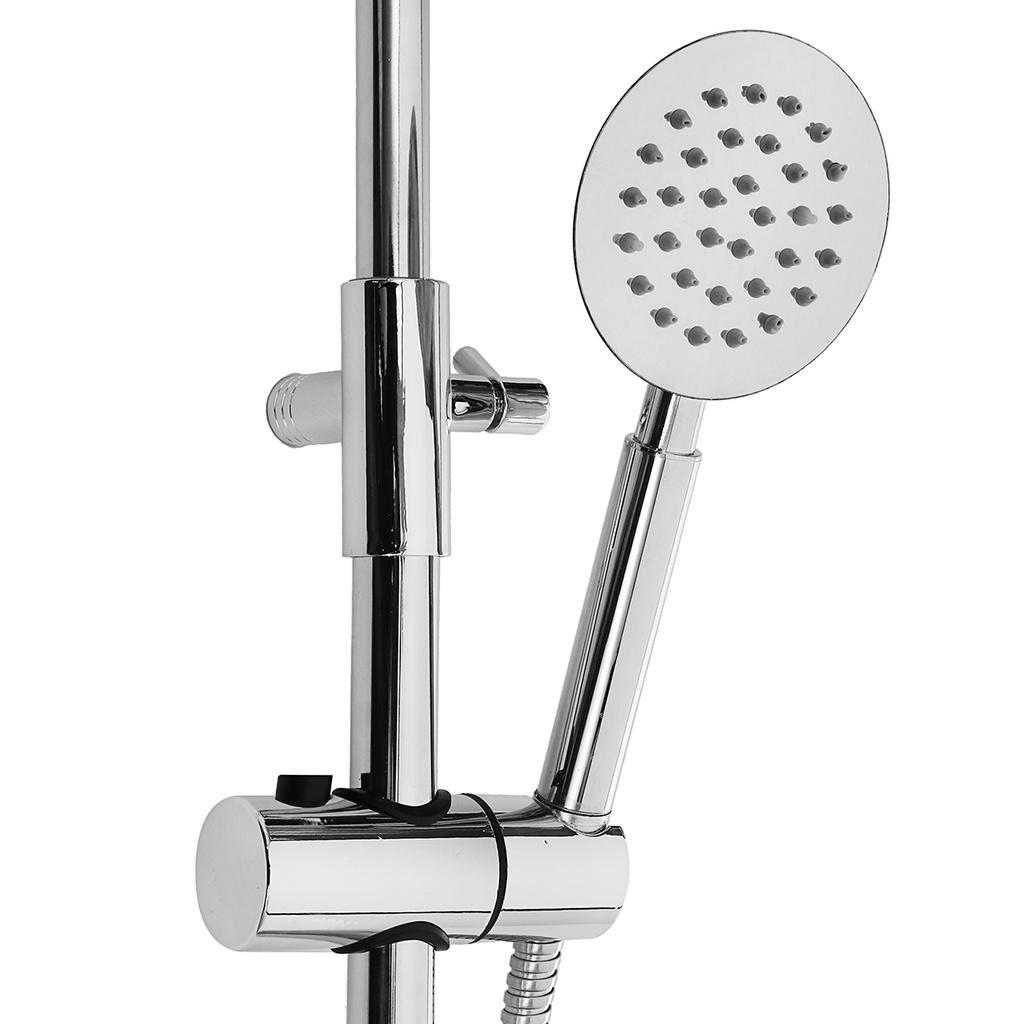 Copper Thermostatic Shower Set Hot/Cold Shower Faucet Rain Shower Set Shower Faucet Bathtub Round Shower Head Sprayer Silver