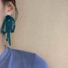 Korean Retro Transparent Colorful Crystal Bow Stud Earrings In Lake Blue for Women
