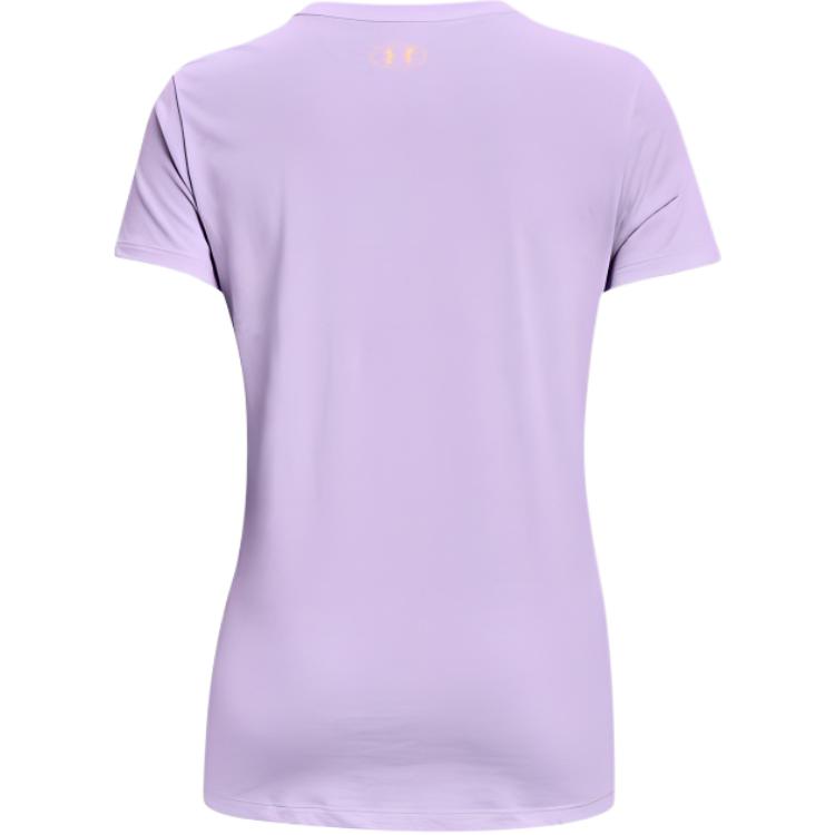 Under Armour Solid Color Crew Neck Pullover With Letter Print T-Shirt Women Tops Purple 1372682-515