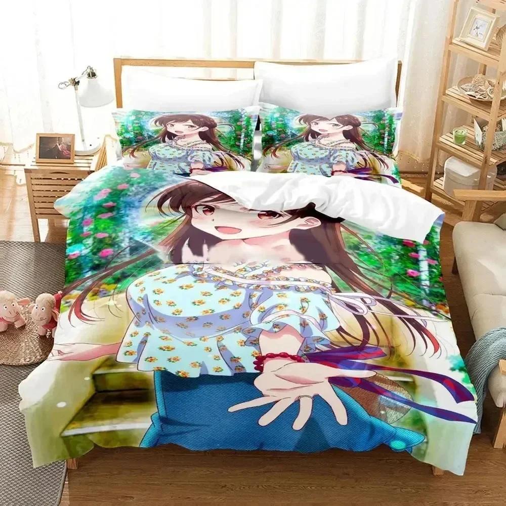Luxury New 3D Print Anime Rent-A-Girlfriend Chizuru Bedding Set Double Twin King Duvet Cover Pillowcase Boys Girls Adults