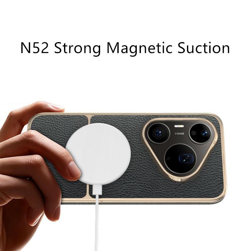 For Huawei Pura 90 Pro Max Case Luxury For Magsafe Magnetic Leather Heat Dissipation High-end Electroplated Dustproof Soft Cover