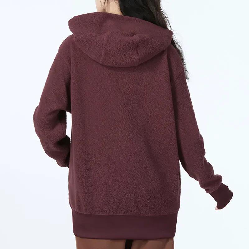 Nike Sweatshirts Women's Burgundy Hooded Moderate Regular (Unisex) Sweatshirts DQ6841 652