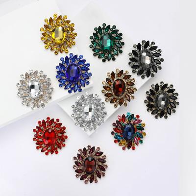 Moda Squisita Retro Lega Strass Medio Vetro Spilla Spilla Gioiello Corsage Abbigliamento Donna di Alta Gamma