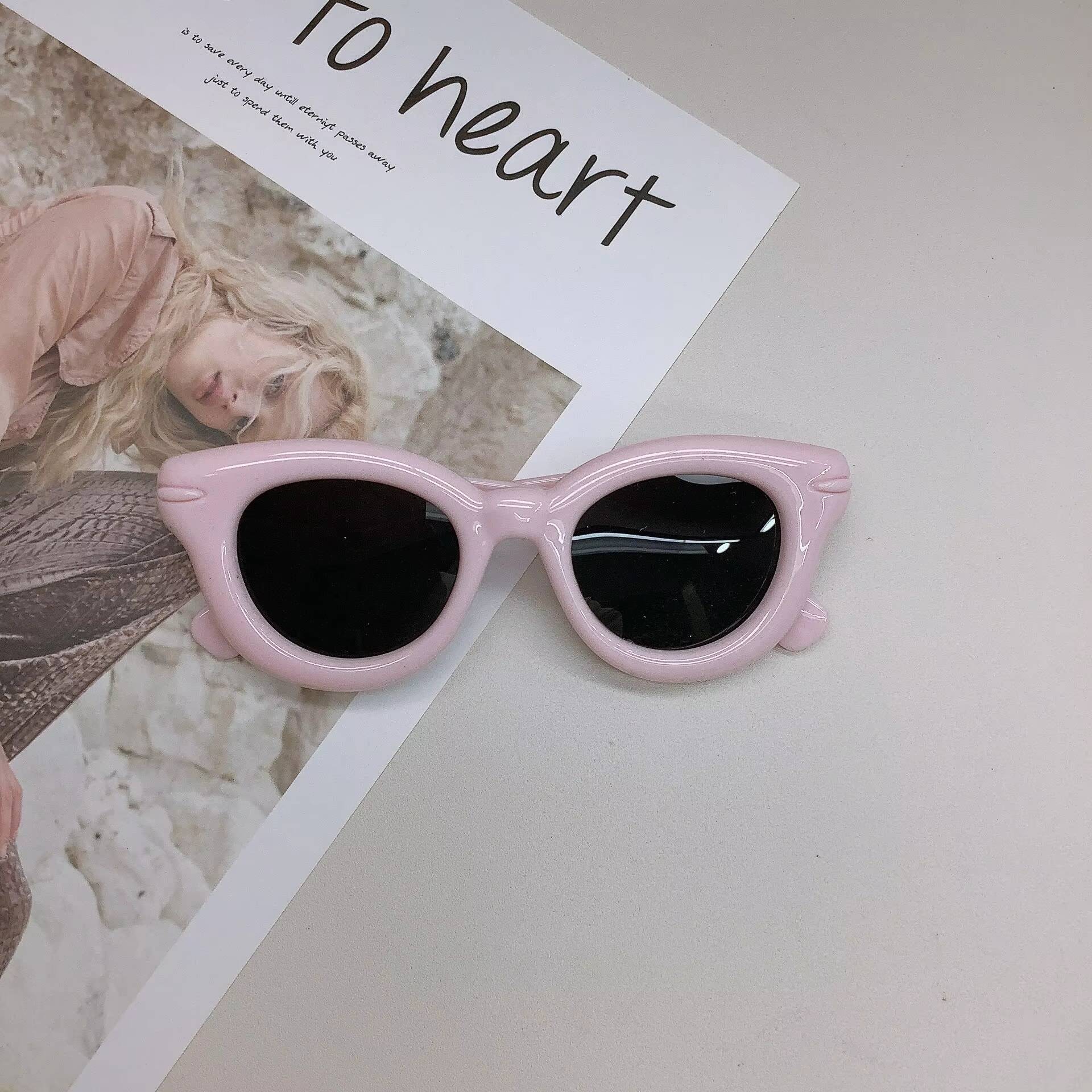 2026 Cute Large Frame Baby Version Trendy Concave Shaped Children s Sunglasses Children s Glasses розовый