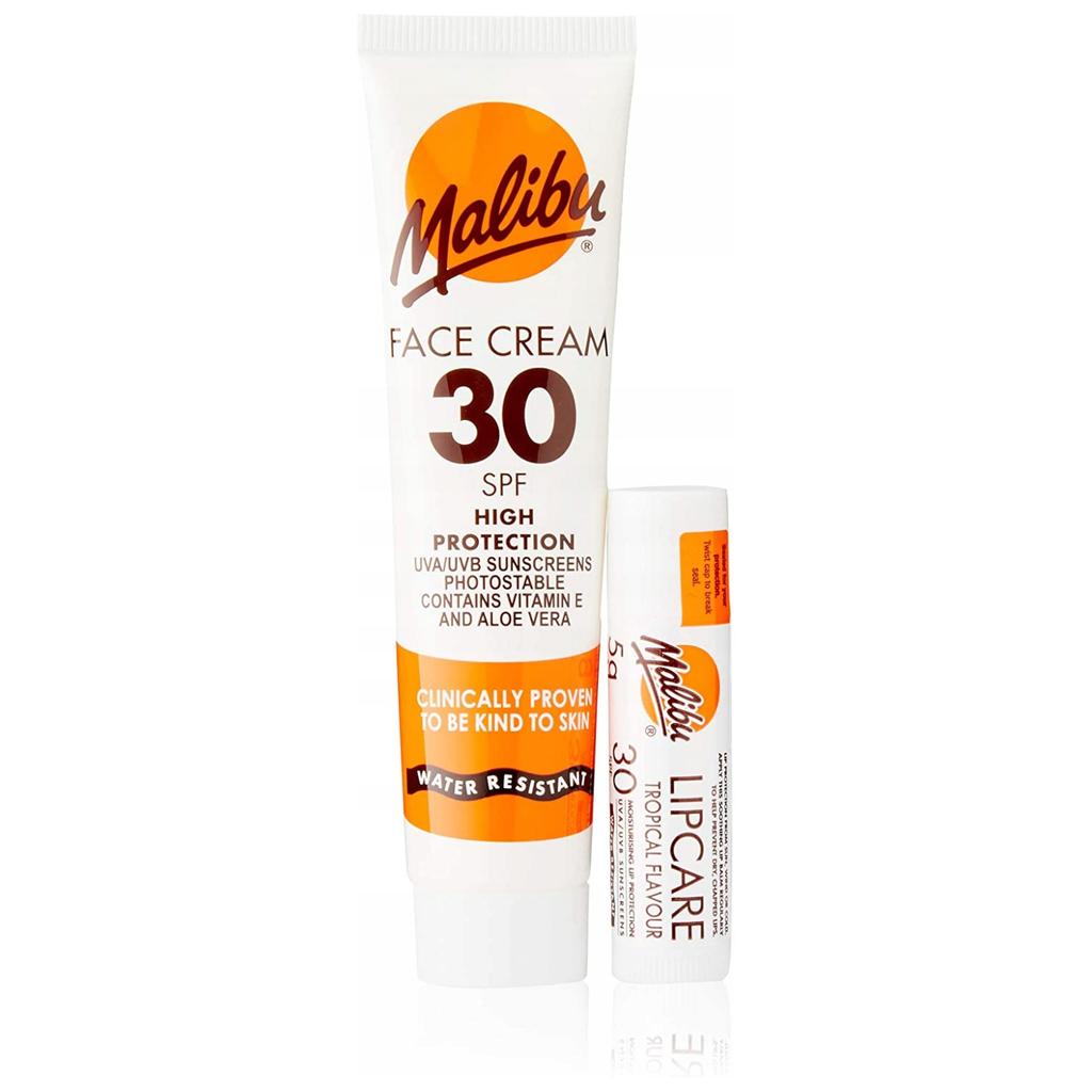 Malibu Ansiktskräm SPF30 + Läppstift SPF30 Set
