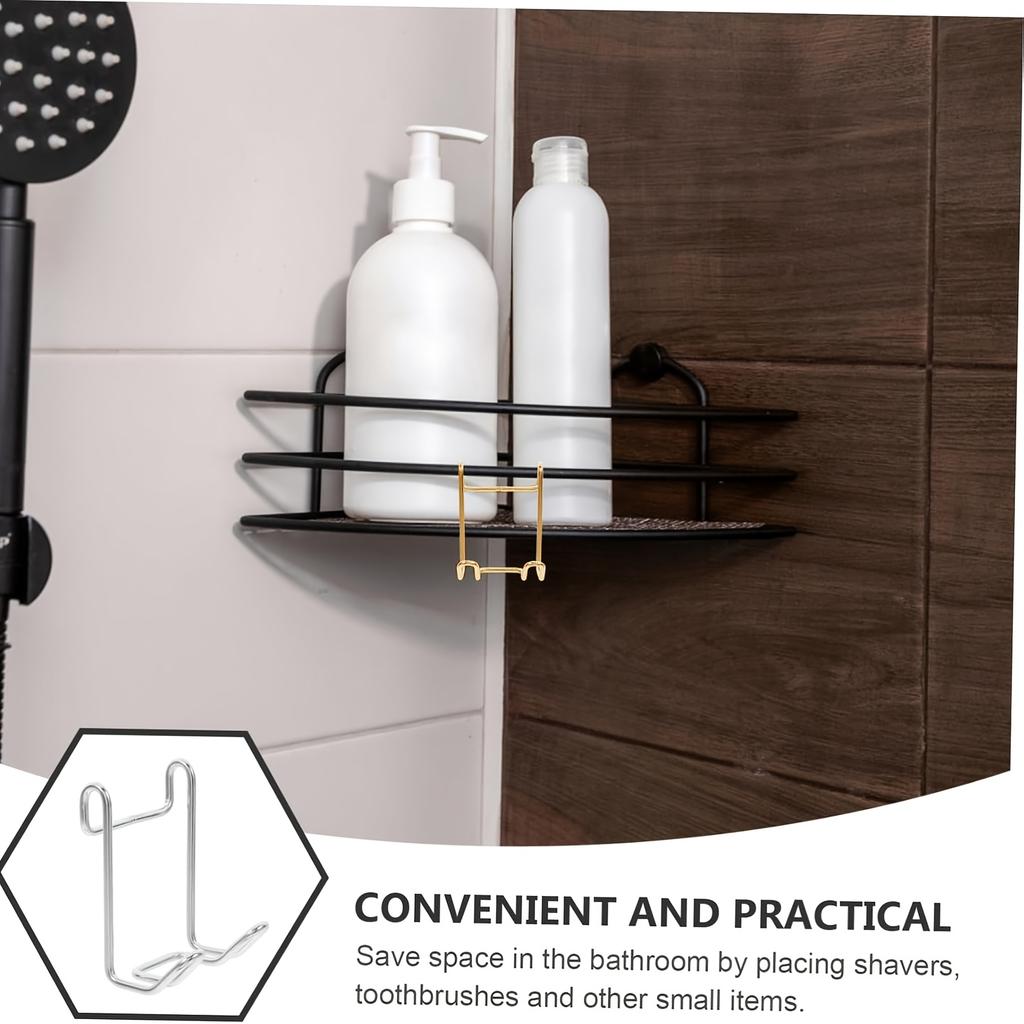 Shower Basket Rack Shelf Hook, Hanger for Wall-Mounted Shower Caddy Accessories, Suitable for Storing Loofahs, Razors, Body Brushes Utility Hooks