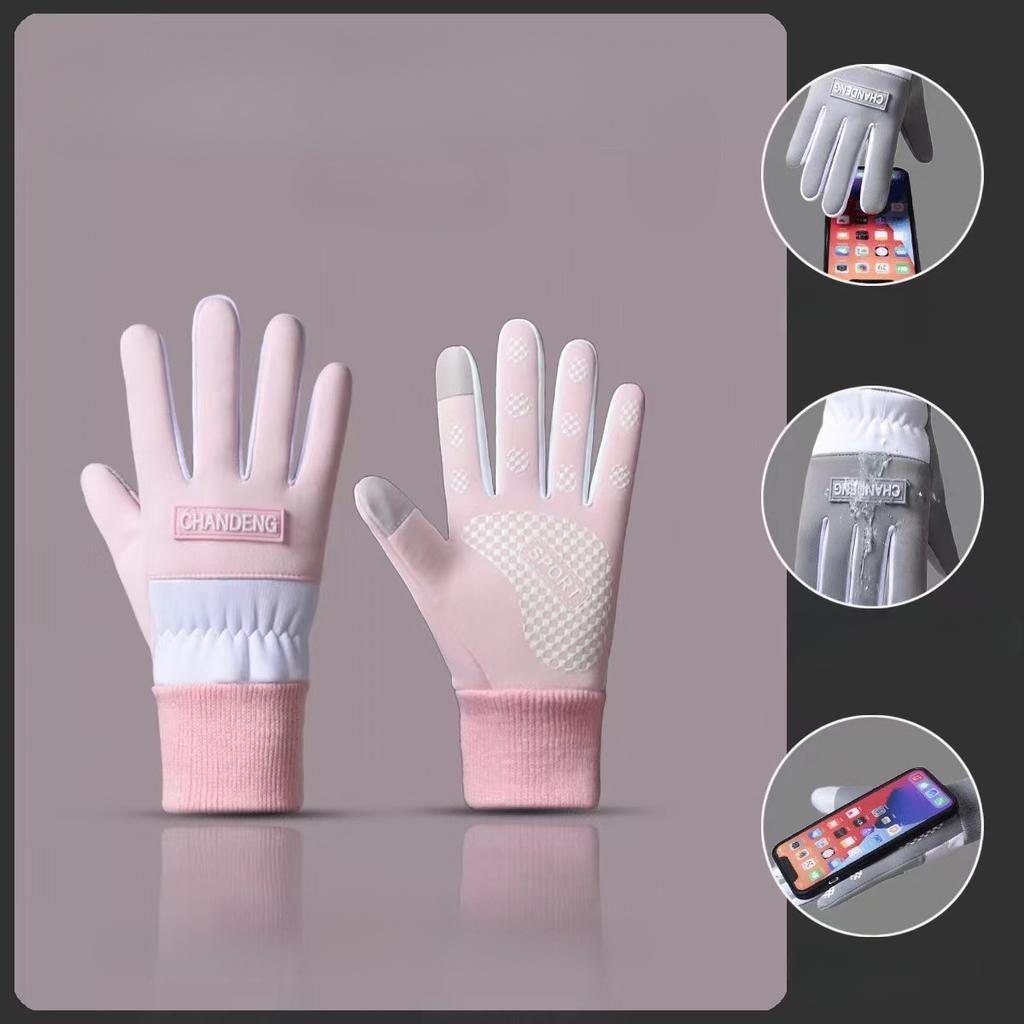 Women Thermal Gloves Waterproof Touchscreen Anti-Slip Outdoor Date Versatile Winter Sports Style