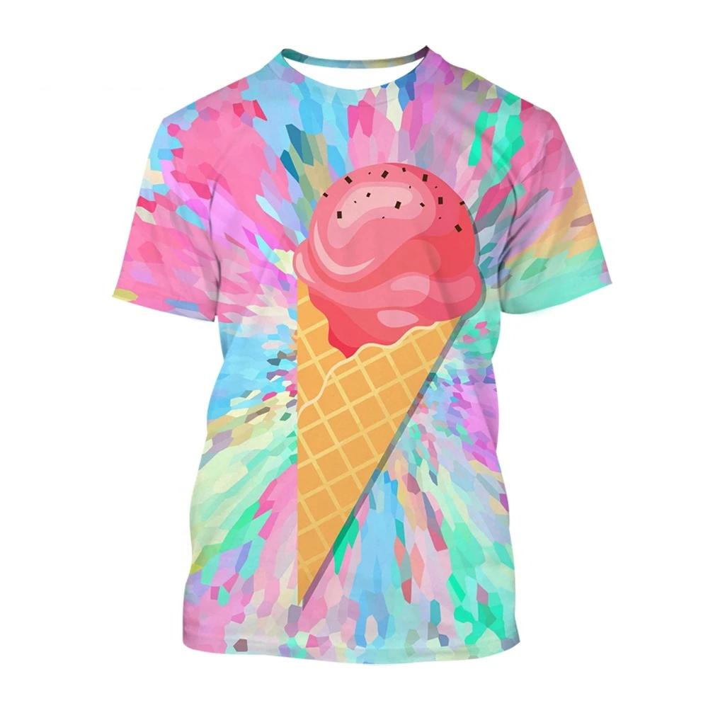 Fashion Ice Cream T-Shirts Summer Novelty Children's T-Shirt Boy Girl Clothes from 5 to 6 Years Tops Round Neck Girls Clothing