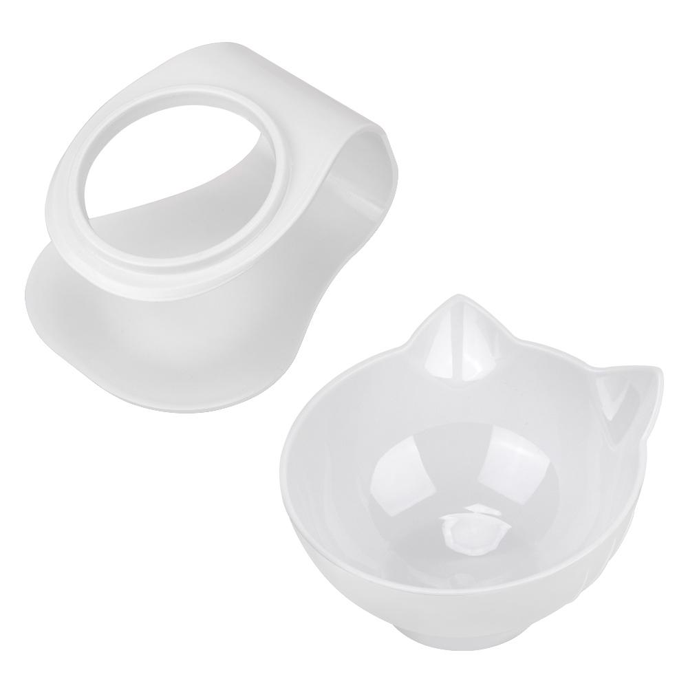 

Нескользящие прочные двойные миски для кошек, миска для собак с приподнятой подставкой, защита шейного отдела позвоночника White