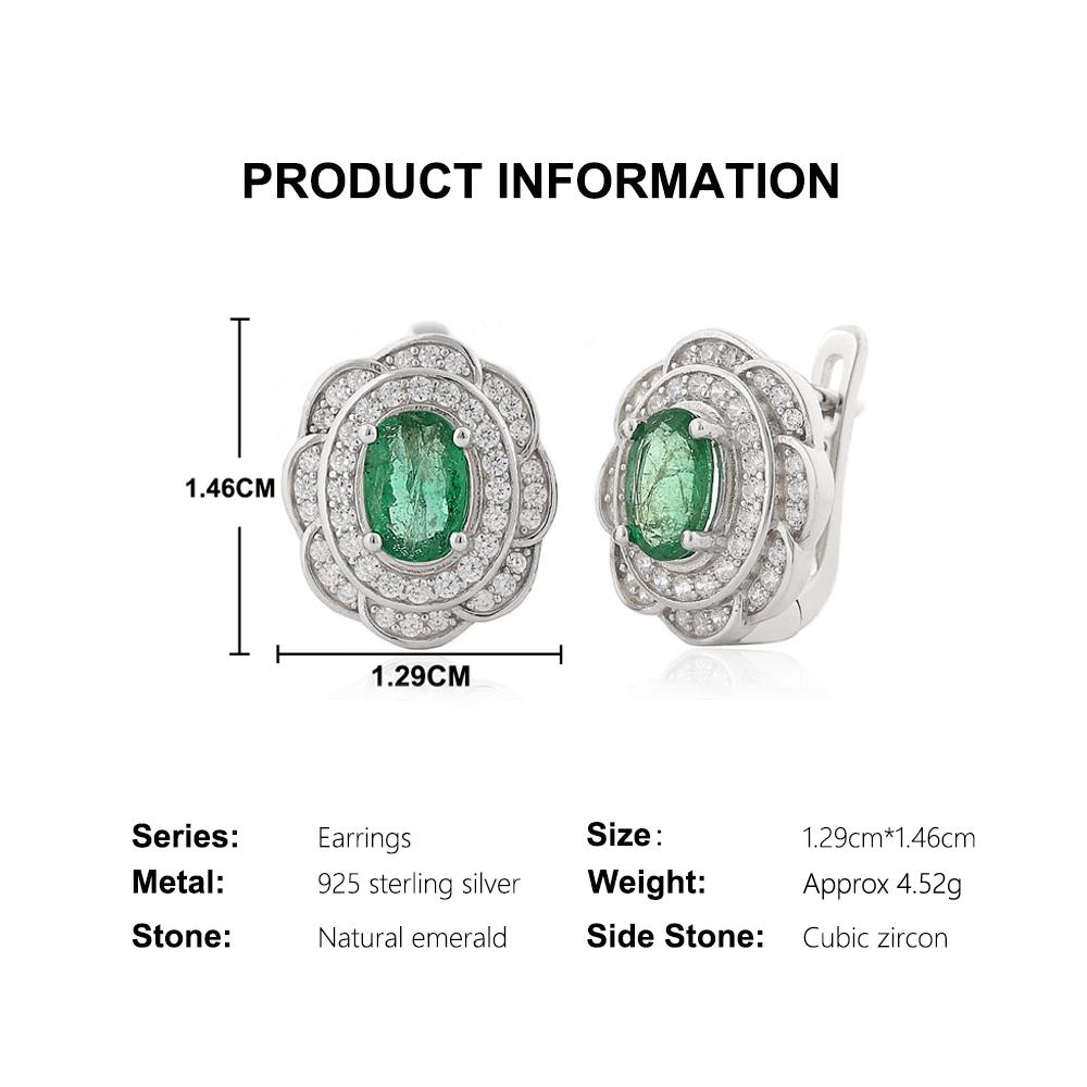 Elegant 925 Sterling Silver Earrings May Birthstone Natural Oval 5*7mm zambia emerald Fine Jewelry for women's party gifts