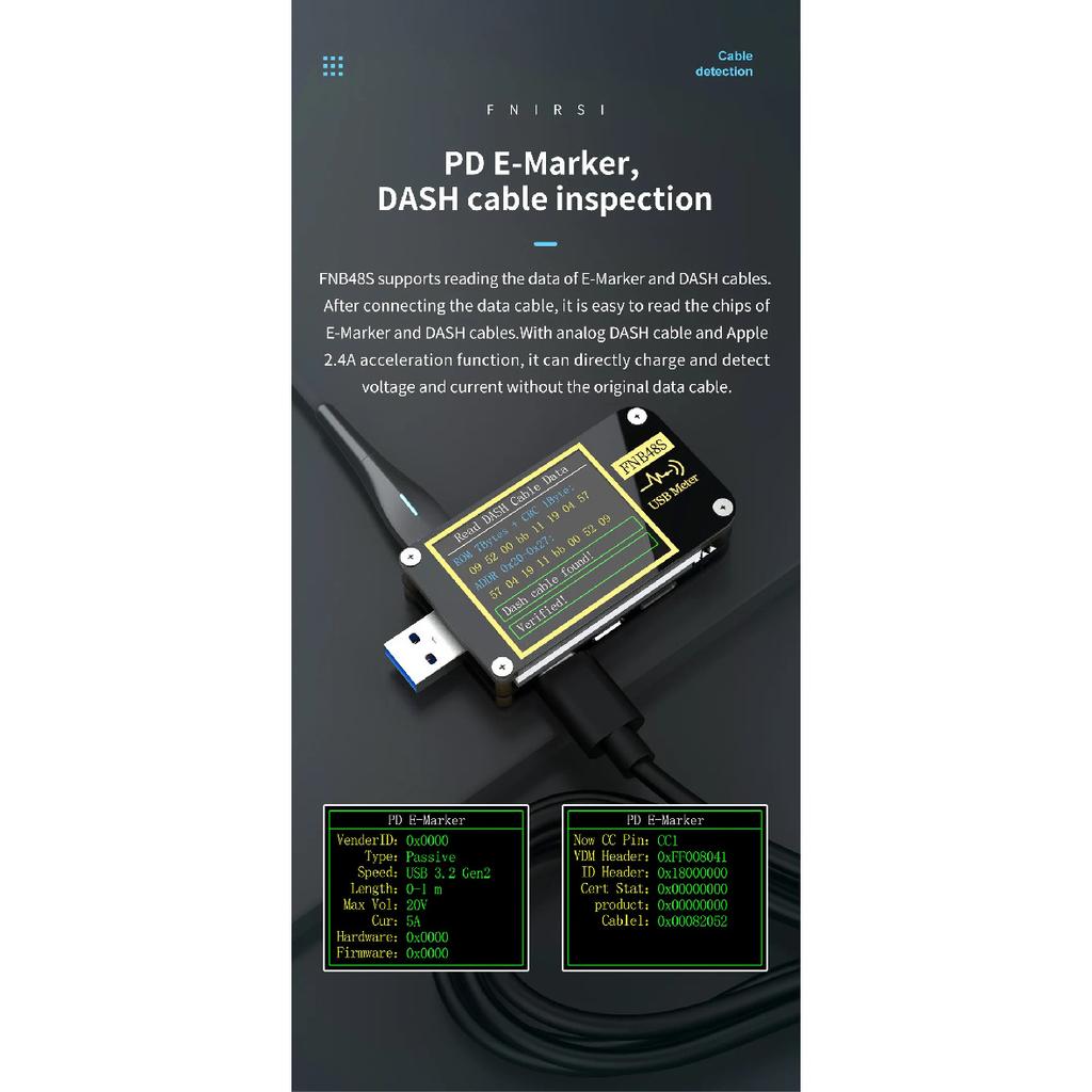 FNB48S PD trigger Voltmeter ammeter Current and Voltmeter USB tester QC4 + PD3.0 2.0 PPS fast charging protocol capacity test