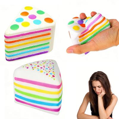 Colorful Dot Cake Squeeze Toy Stress Relief Simulated Cake Pinch Toy Focus Aid Anti-anxiety Fidget Cake Hand Relaxation Toy