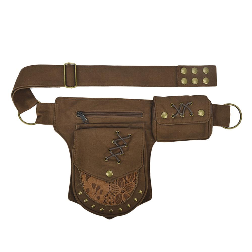 

Fashion Cotton Belt Waist Packs Adjustable Strap Vintage Waist Bag Travel Multi-functional Phone Pouch Outdoor коричневый