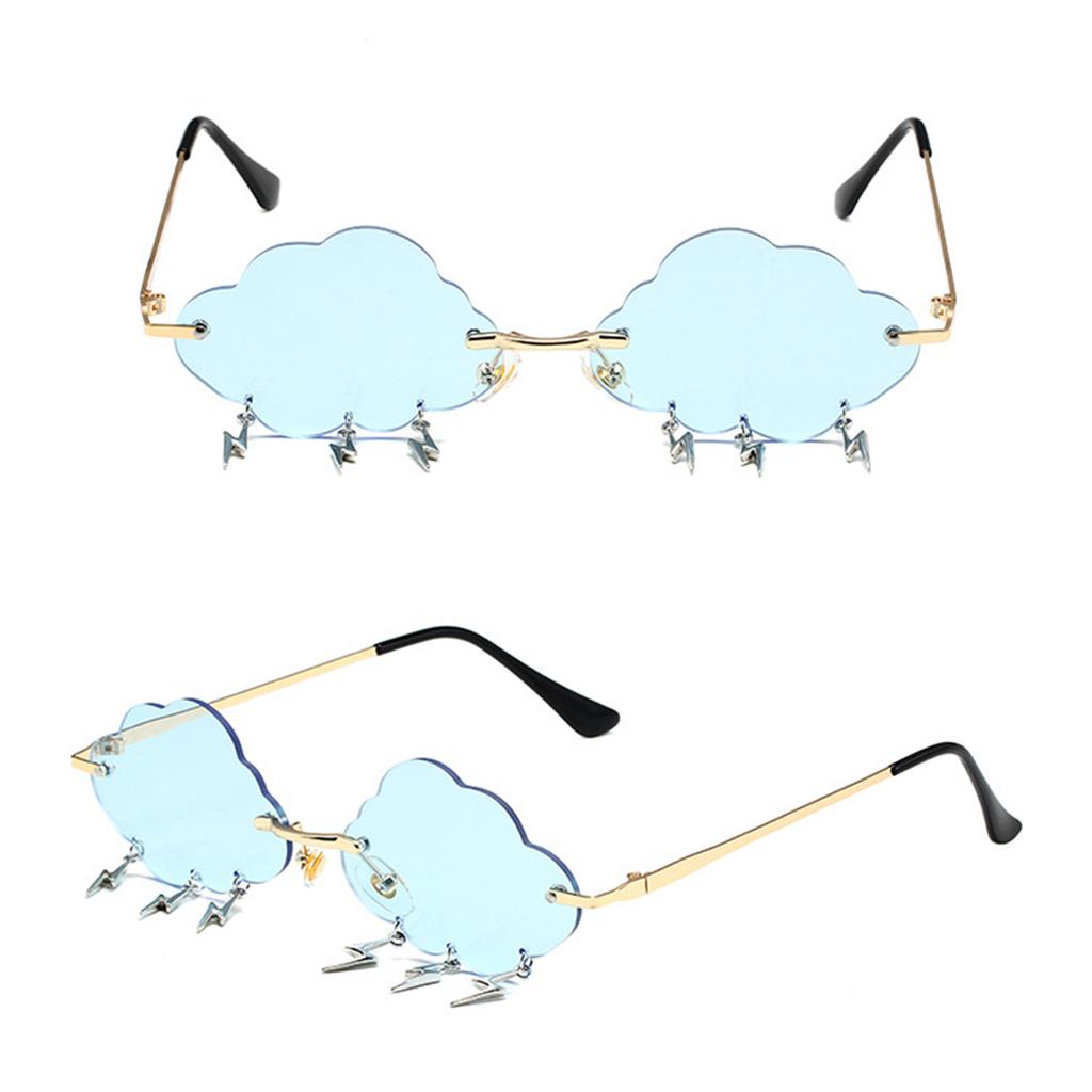 Stylish Cloud Lightning Sunglasses for Girls Boys Photo Props Travel Hip Hop Sunglasses Frameless Hip Hop Glasses