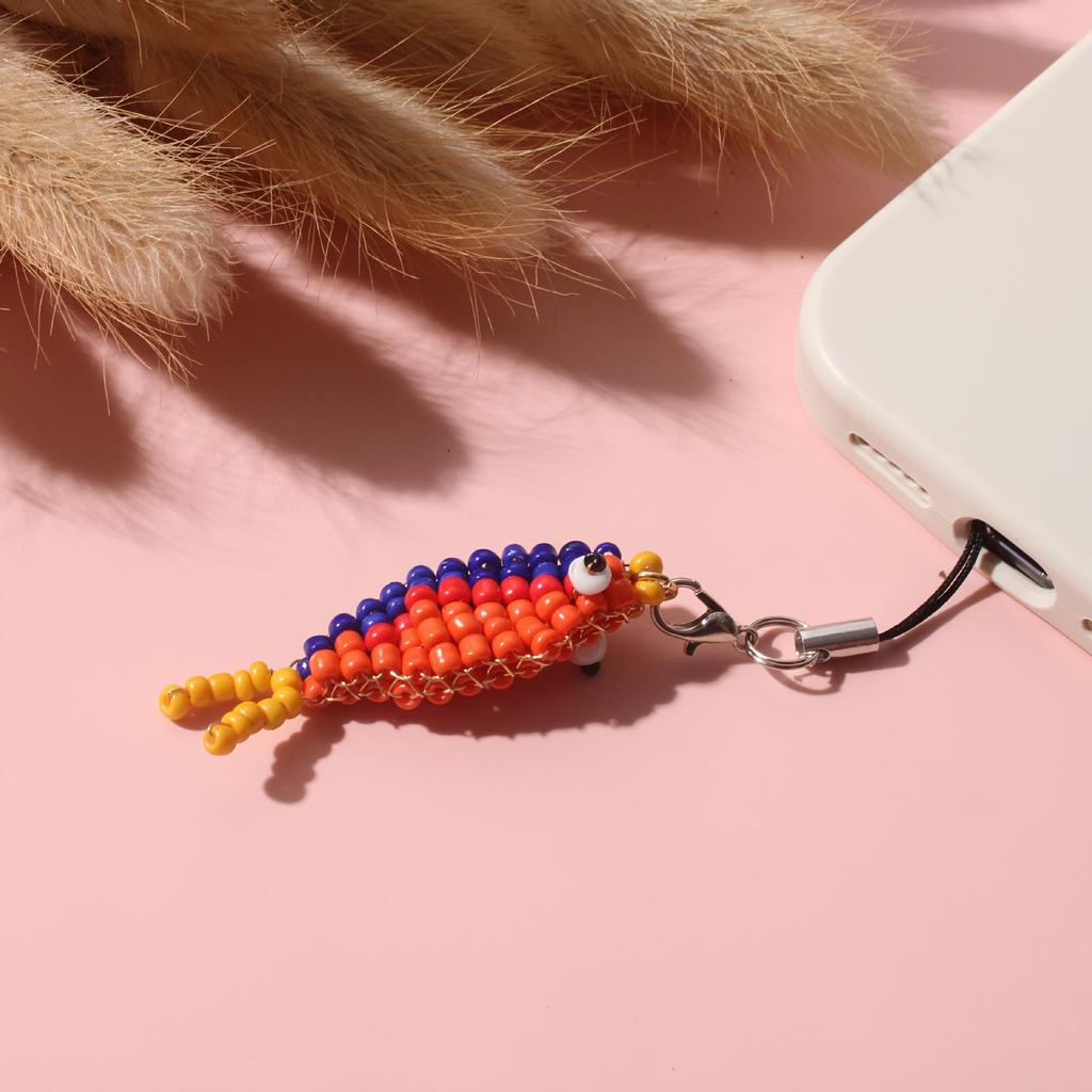 Handwoven Beaded Fish Phone Charm and Lanyard – Cute Simple Bag Accessory & Couple Gift