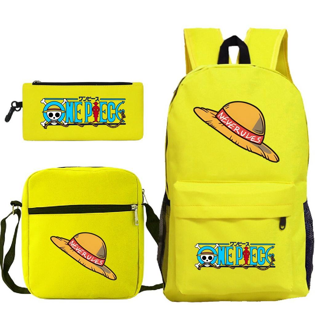 New Animation One Piece Printed Backpack for Primary and Secondary School Students Large Capacity School Bag Combination Three-piece Set
