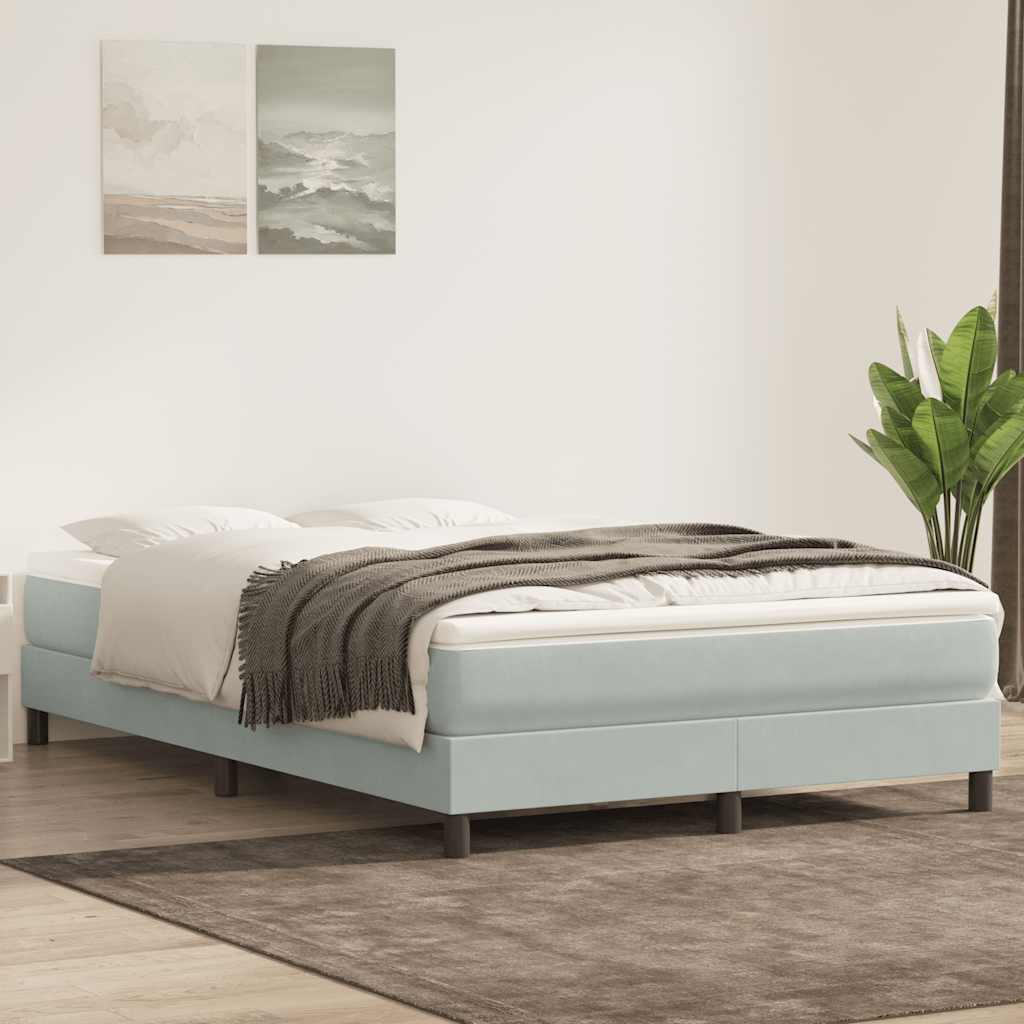 Łóżko Box Spring Bez Materaca Jasnoszary 140X220 Cm Aksamit