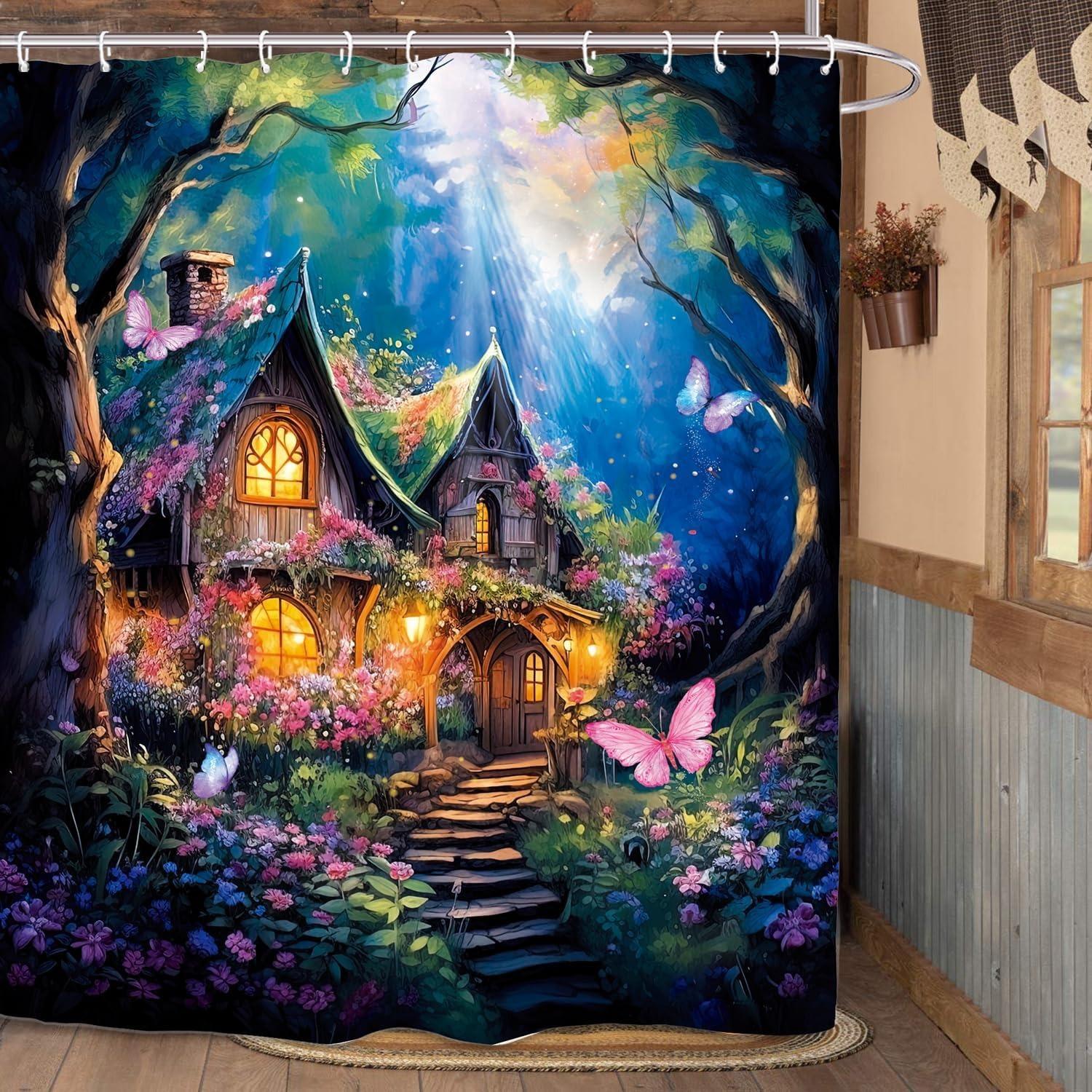 

Forest Dreamland Fairyland Shower Curtain Washable Dirt-Resistant Shower Head Waterproof Polyester Bath Curtain For Home Decor 90x180CM