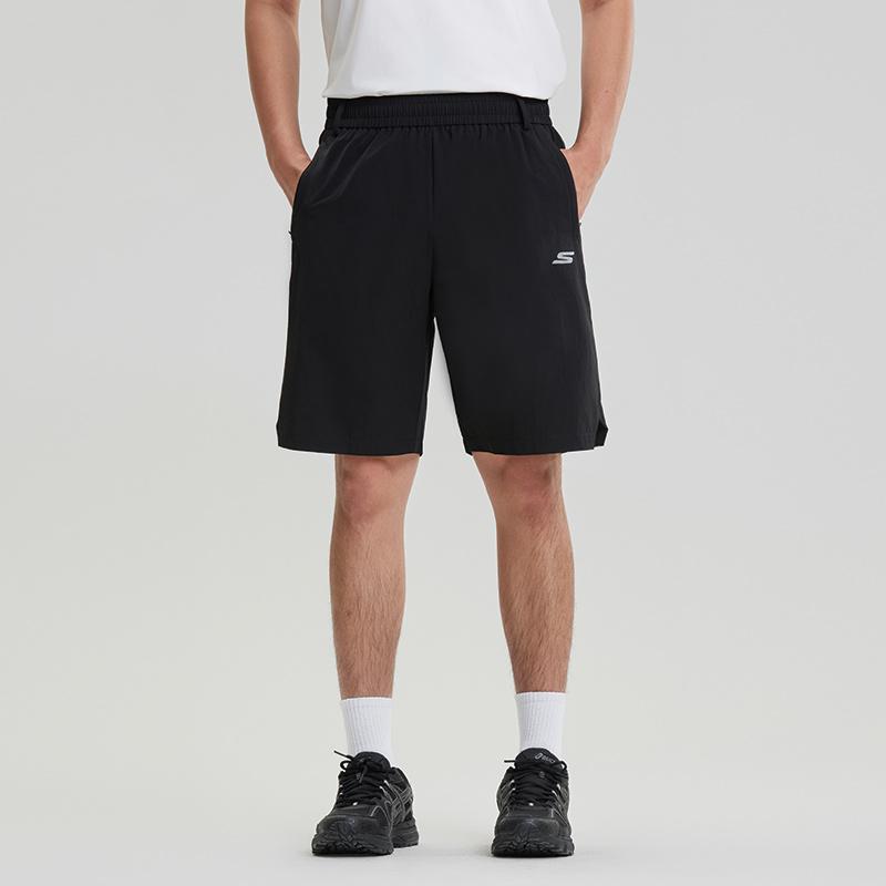 Skechers Cool Comfort Simple Letter Logo Outdoor Sports Breathable Sweat-Wicking High-Stretch Split Loose Casual Shorts Unisex Shorts P225U128-0018