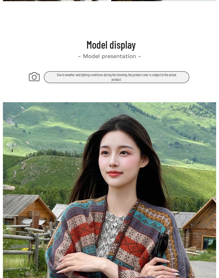 Ethnic Striped Cape: TikTok Trending Versatile Travel Shawl from Tibet & Yunnan - Warm & Stylish