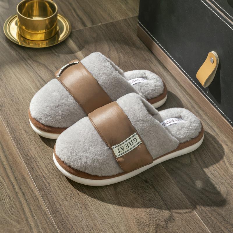 Klettverschluss Boden Baumwollpantoffeln Winter warm Mode Indoor Zuhause Paar Baumwollmop Weiche Sohle Vielseitig