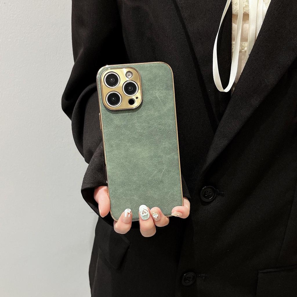 iPhone 17 Pro Max Electroplated Metal Lens Case with PU Leather