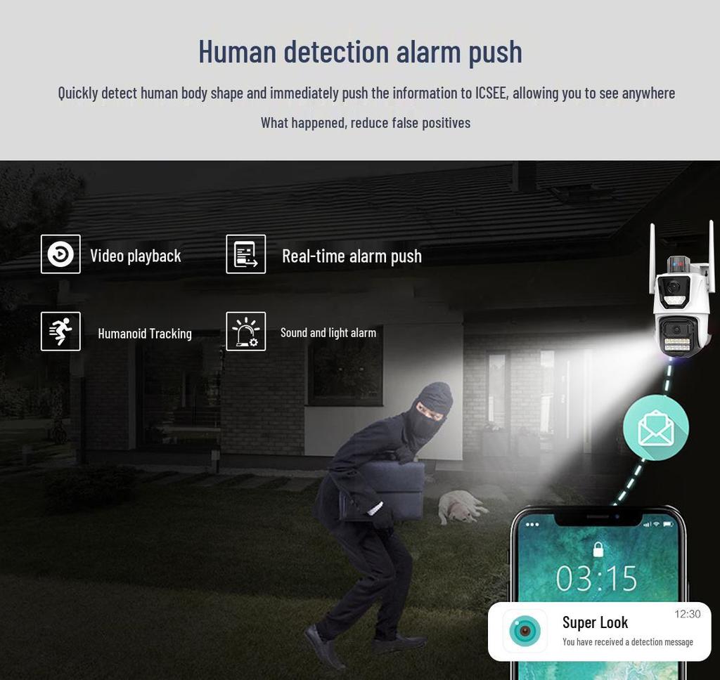 Dual-Lens Night Vision Surveillance Camera with Two-Way Audio