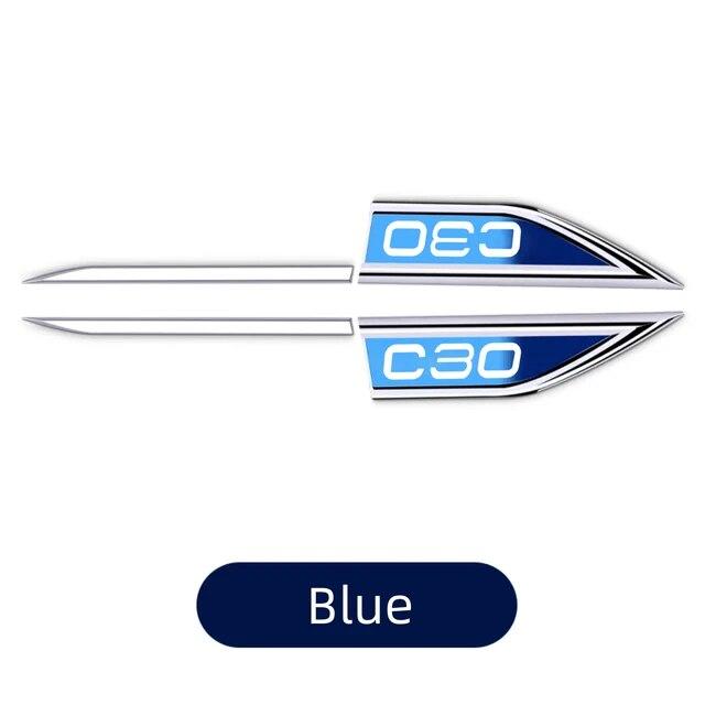 2pcs/Set For Volvo C30 car Fender Metal Sticker Exterior Decorative Decals Modification Car Emblem Accessories