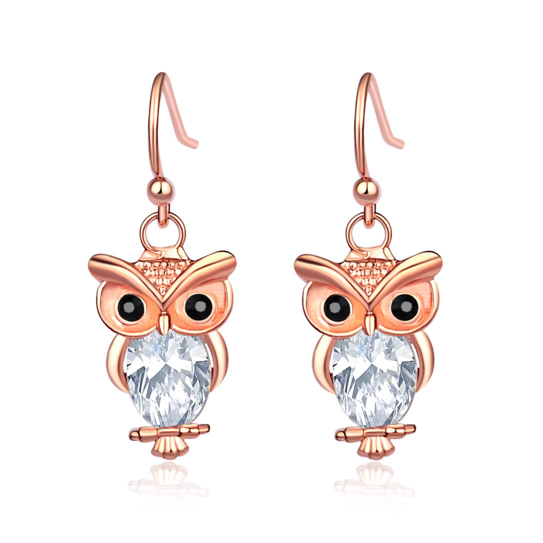 

Earrings Stud Owl For Women Vintage White Rosered Sparkle Accessory Christams розового золота