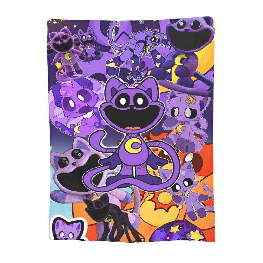 CATNAP DOGDAY Cartoon Smiling Critters Blankets Coral Fleece Plush Print Lightweight Throw Blankets for Bedding Plush Thin Quilt