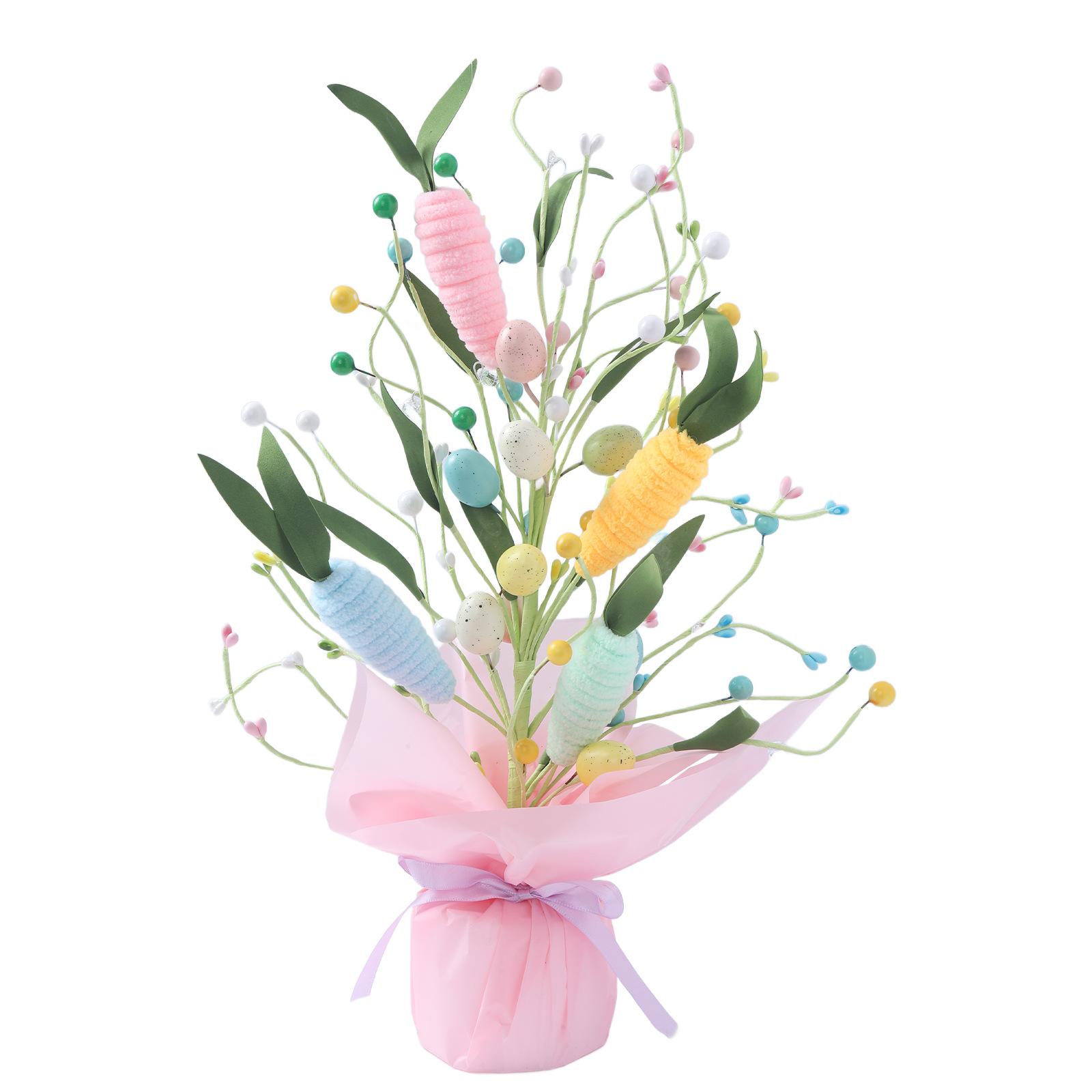 Пасхальные украшения, букеты из пасхальных яиц, скрученные морковные ветки, деревья, праздничные обеденные столы, кабинеты, настольные украшения, праздничные подарки