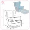 Wing Chair MAX with Footstool Scandinavian Family Furniture Pastel Blue