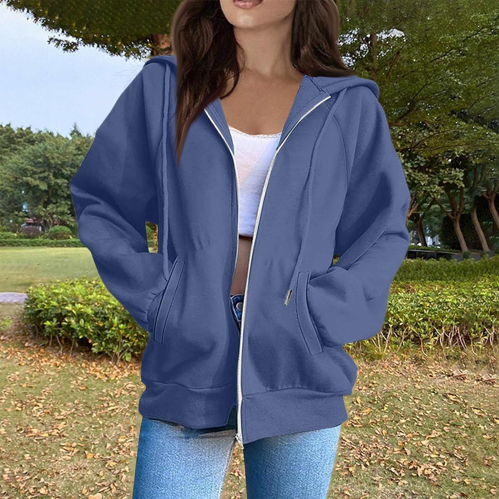 

Женская мода Повседневные толстовки с капюшоном и длинным рукавом однотонные топы XXXL темно-синий