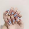 24Pcs Goose Yellow Cream Flower French Acrylic Press On Nails Full Coverage Removable False Nail Art Tips