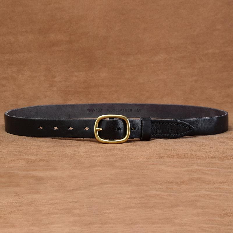 2.8Cm Wide Belt Women'S Leather Pin Buckle First Layer Cowhide Retro Fashion Versatile Trend Korean Jeans Belt