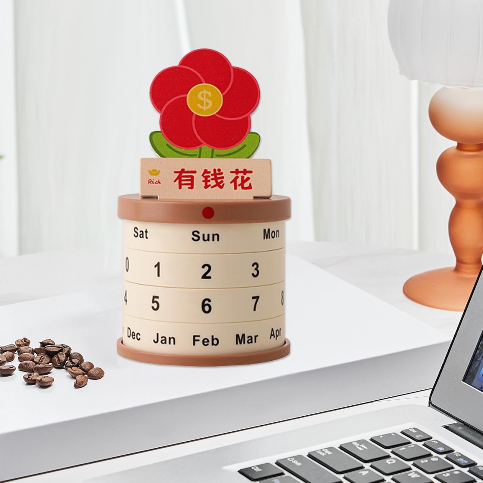 

Rotatable Calendar Desktop Decorative Funny Rotating Plant Pot Shape for Bookshelf Kitchen Have Money To Spend