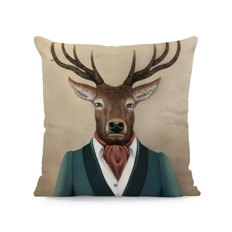 Dog Deer Pillow Case Elk Man Pillowcases for Pillows Interior for Home Decor Decorative Cushions for Elegant Sofa Pillow Cover