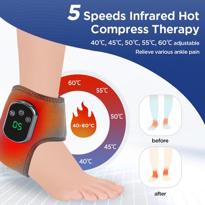 Electric Heating Ankle Massage Belt Hot Compress Vibration Massage Foot Ankle Guard Band Carpal Wrap Support Brace